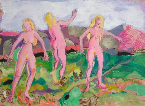 3 grâces 1, gouache et pastel sur papier (41 x 28) - 2008