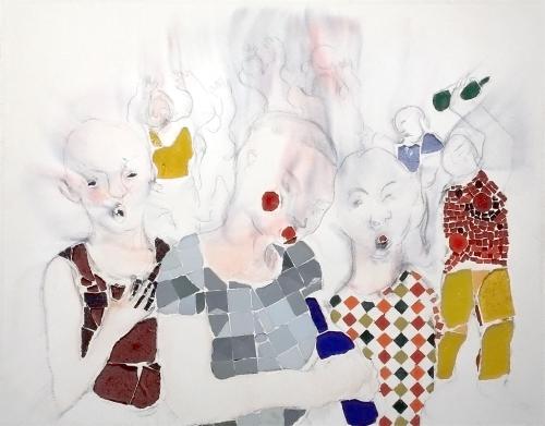 Carnaval et arlequin, mosaïque et béton (45 x 35) - 2007