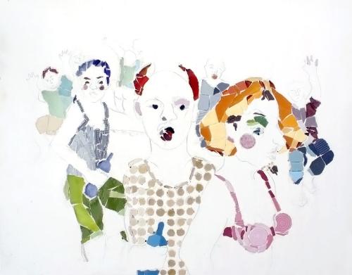 Carnaval et diable, mosaïque et béton (45 x 35) - 2008