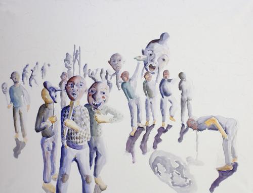 Les maques 3, aquarelle sur papier (116 x 89) - 2008