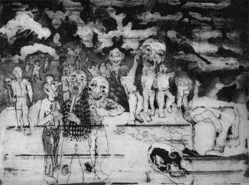 Les Masques, eau forte et aquatinte (19,5 x 14,5) - 2008