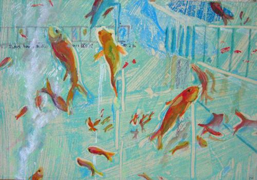 Aquarium 3, gouache et pastel sur papier (41 x 28) - 2008