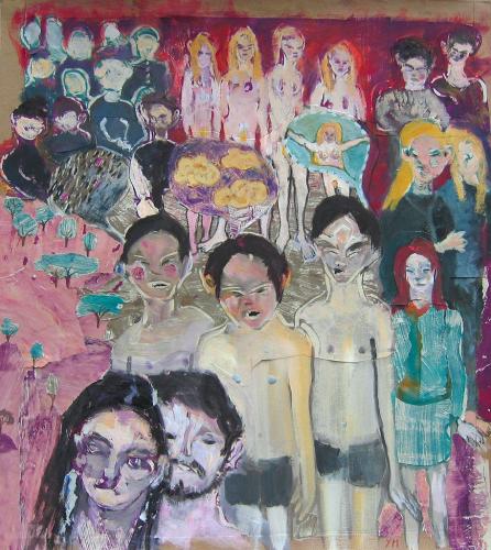 3 petits chinois, gouache sur papier (43 x 38,5) ? 2006