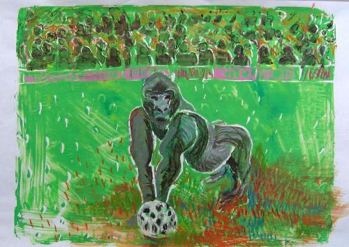 Joueur, gouache et pastel sur papier (29 x 39) ? 2007