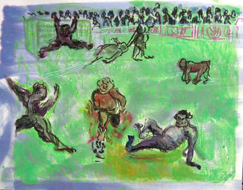 Penalty, gouache et pastel sur papier (48 x 40) - 2007