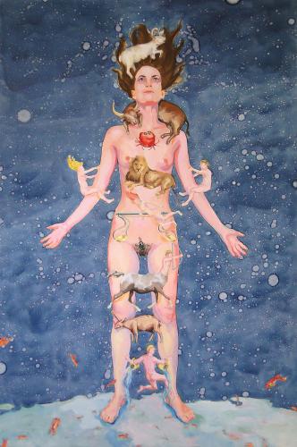 Femme astrale 3, gouache et huile sur toile (195 x 130) - 2010