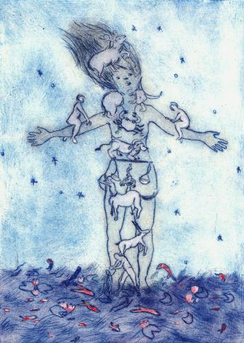 Femme astrale 2, pointe sche et encre ( 21 x 15 ) - 2010