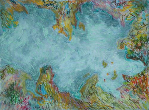 Derive-des-continents-Etude-6-encre-et-pastel-gras-sur-papier-32-x-237-2011