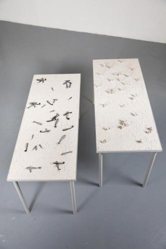 Terre-aride-1-2-sculptures-2013-structures-metal-platre-argile-leurres-150-x-60-x-92